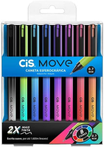 Caneta esferográfica 0.7mm Move com 8 cores Cis