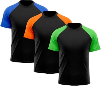 Kit 3 Camisetas Masculina Raglan Dry Fit Proteção Solar Uv Básica Lisa Treino