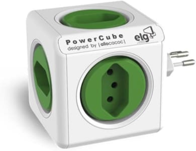 Multiplicador 5 Tomadas Bivolt - PowerCube ELG - PWC-R5 Verde e Branco