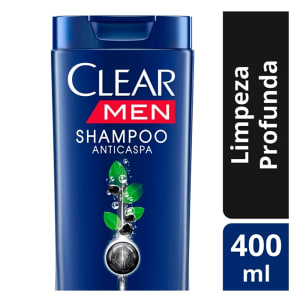 4 Unidades - Shampoo Clear Men Limpeza Profunda 400ml