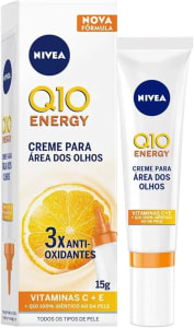 NIVEA Creme Facial Antissinais Q10 Contorno dos Olhos 15g - Creme antiolheiras que reduz rugas e deixa a área dos olhos com aparência descansada e radiante, sua pele mais hidratada