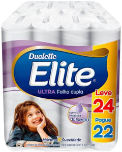 6 Pacotes Papel Higiênico Elite Dualette Folha Dupla Ultra 24 rolos (144 rolos total)