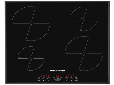 Cooktop 4 Bocas Indução Brastemp Vitrocerâmico - com Timer Preto Acendimento Automático BDJ62AE - Cooktop 4 Bocas - Magazine Ofertaesperta