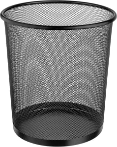 Lixeira de Metal Redonda, Preto, 12,5L, Ordene Br