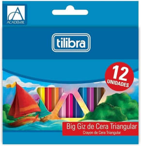 5 Unidades - Tilibra - Giz de Cera 12 Cores Big Triangular Académie - 1 un