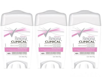 3 Desodorantes Antitranspirante Feminino Rexona - Clinical 3 Unidades 48g