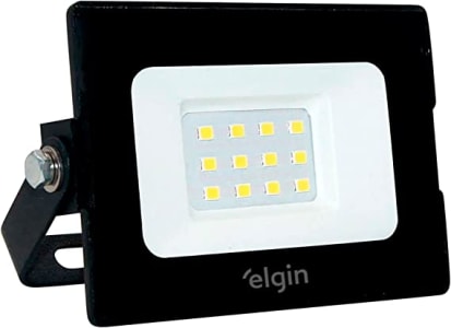Projetor Luminária LED 10W 6500K Elgin Preto Bivolt Luz Branca Fria
