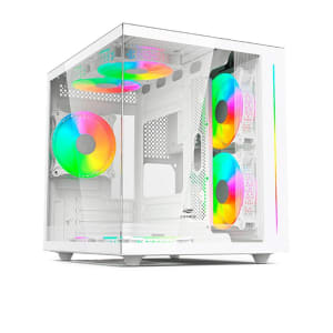 Gabinete Gamer C3Tech Gaming Aquarius MT-G810WH Mini Tower Micro ATX Lateral em Vidro Temperado Branco - MT-G810WH