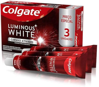 Creme Dental Colgate Luminous White Carvão Ativado 70g 3 unidades