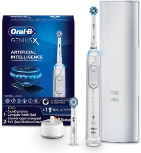 Escova Elétrica Recarregável Oral-B Genius X + 2 Refis Sensi Ultrafino e CrossAction