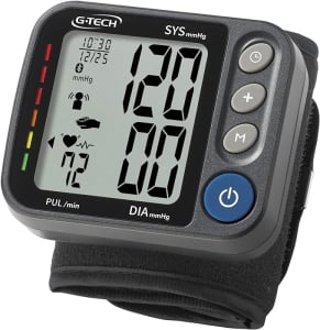 G-Techa Aparelho de pressão digital automático de pulso Smart Connect GP480BT, Preta/Cinza