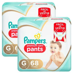 Kit 2 Pacotes Fralda Pampers Pants Premium Care Tam G - 68 Unidades (Total 136 unidades)