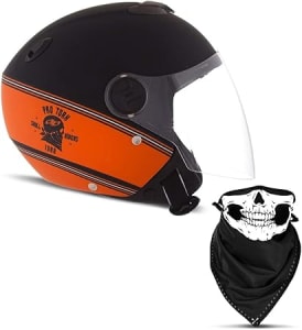 Pro Tork Capacete New Atomic Skull RideRosa Hd Fosco 60 Preto/Laranja