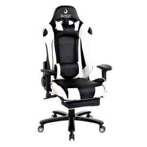 Cadeira Gamer Rise Mode A1 Até 150kg Descanso de Braço 2D Com Massageador Preto e Branco - RM-A1-01-BW