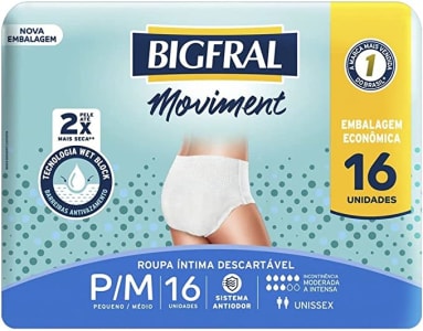 Roupa Íntima Descartável BigFral Moviment Tamanho P/M - 16 Unidades