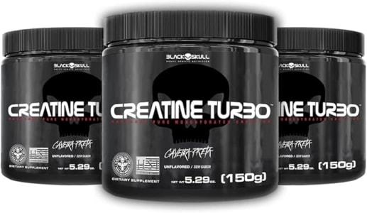 Kit 3X Creatine Turbo Suplemento Alimentar Black Skull 150g Caveira Preta Creatina Monohidratada Sem Sabor