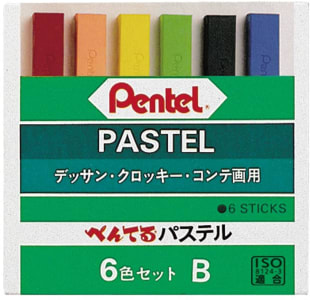 Giz Pastel Seco Pentel 6 Cores Pentel GA-6BD