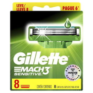 Carga para Aparelho de Barbear Gillette Mach 3 Sensitive - 8 Unidades