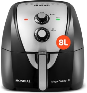 Fritadeira Sem Óleo Air Fryer 8L Mondial AFN-80-BI, 1900W, 110V ou 220V (Preto/Inox)