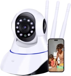 Câmera Babá Eletrônica 1080p Full HD Wifi 360 Ip Visão Noturna Microfone Áudio Segurança PREMIUM LAGUS IMP.