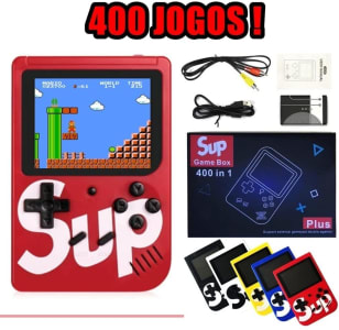  Mini Game Box Retro Portátil 400 Jogos At001 Sup + Cabo Av - Pode Ligar a TV 