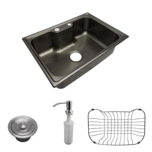 Cuba Pia Gourmet Luxo Prizi Lung Preta Aço Inox 201 42x60cm Kit Completo - Pia e Cuba de Cozinha - Magazine Ofertaesperta