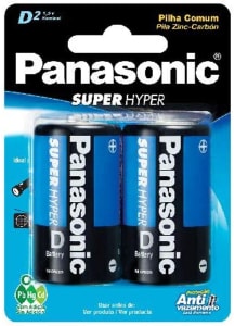 3 unidades - Pilha Comum Grande D com 2 Proteção Antivazamento, Panasonic, UM-1SHS128, Cinza, pacote de 2 