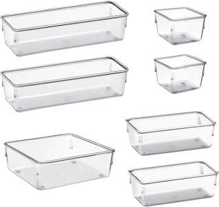 Organizador Modular Acrimet para Gavetas, Bancadas e Armários, Plástico Transparente, Kit com 7 Potes Sortidos