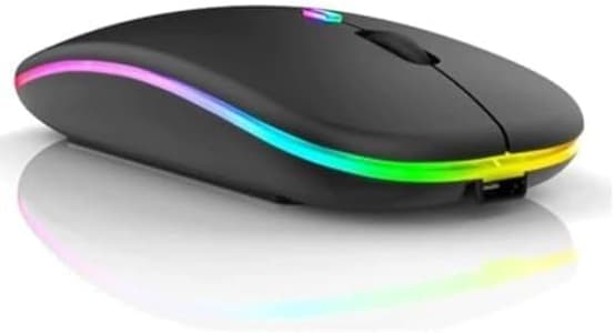 Mouse Sem Fio Slim Recarregável para Jogos Compatível com Windows e Mac OS Silencioso Ergonomico Led Rgb Bluetooth Preto