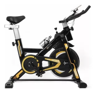 Bicicleta Spinning WCT Fitness, Suporta Até 150 KG, Roda De Inércia De 13 KG (Preto/Amarelo)