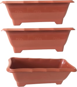 Kit 3 Vaso Jardineira Floreira Terracota Arqplast Média 37,5x17,5x14cm