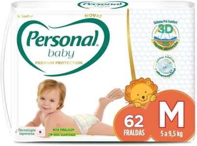 Personal Fralda Baby Premium Protection M, 62 Unidades