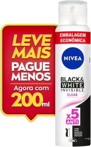 10 Unidades — Desodorante Antitranspirante NIVEA Aerossol Invisible Black & White Clear 200ml