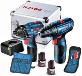 Combo 12V Bosch Chave de Impacto GDR 120-LI + Parafusadeira GSR 120-LI 2 Baterias Carregador BIVOLT Kit de Acessório