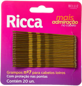 2 Pacotes - Grampo para Cabelo Loiro - Nº 7 Ricca - 20 Unidades