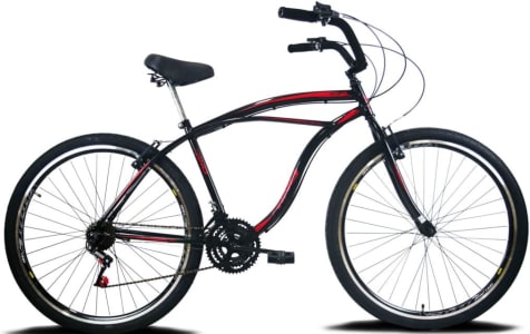 Bicicleta Caiçara Beach Aro 29 18 Velocidades (Preto/Vermelho)