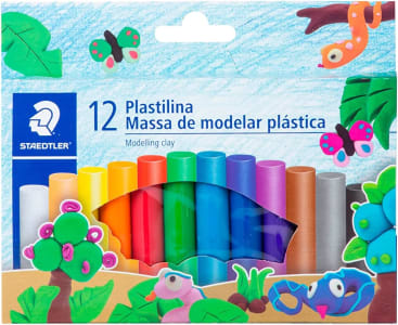 2 Unidades Massa de Modelar Plástica Staedtler 12 Cores - 8429 C12 PE Multicolorido