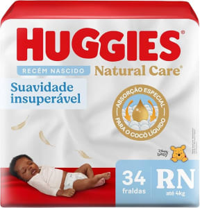 Huggies Fralda Premium Natural Care RN 34 Un (Embalagem pode variar)