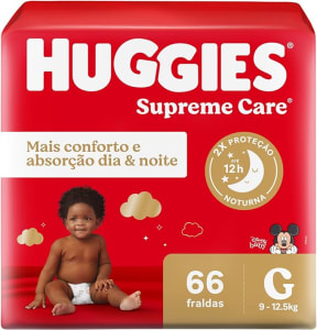 Fralda Huggies Supreme Care G 66 unidades