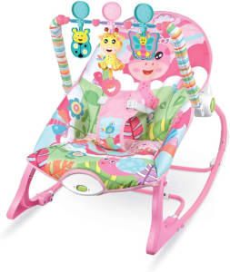 Maxibaby Cadeira de Descanso Balanço Funtime Unicórnio, Acompanha 3 Brinquedos Interativos Livre de BPA, Cinto 3 pontos (até 18kgs), Multicolorida.