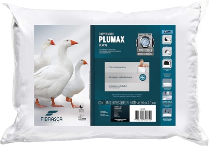 Travesseiro Toque de Pluma - Plumax Percal - Integralmente lavável em máquina - P/ fronhas 50x70 cm - Fibrasca (Branco)