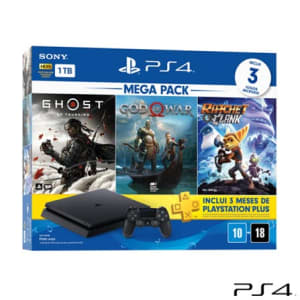 Mega Pack PlayStation 4 1TB com 01 Controle DualShock4 e 03 Jogos