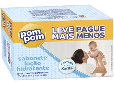 Sabonete Infantil Pom Pom Hidratante 70gr - 5 Unidades