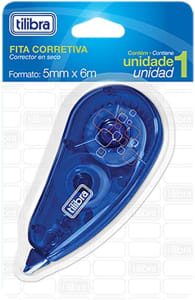 Corretivo Em Fita 5mmx6m Azul - Blister Com 1 Unidade,Tilibra