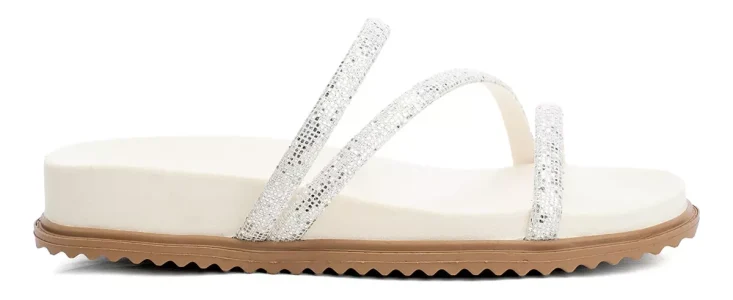 Sandália Papete Feminina Flatform Strass Original Conforto !