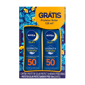 Protetor Solar Nivea Sun Protect & Hidrata FPS 50 200ml + Protetor Solar Nivea Sun Protect & Hidrata FPS 50 125ml