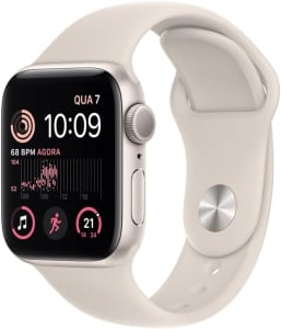 Apple Watch SE (2a geração) GPS, Smartwatch com caixa estelar de alumínio – 40 mm • Pulseira esportiva estelar – Padrão