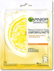 10 Unidades Máscara Facial em Tecido Vitamina C Garnier Uniform&Matte 28g