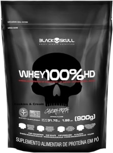 Whey 100% Hd - 900G Refil Cookies e Cream, Black Skull