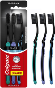 2 Pacotes - Escova Dental Colgate Slim Soft Black 3 Unidades